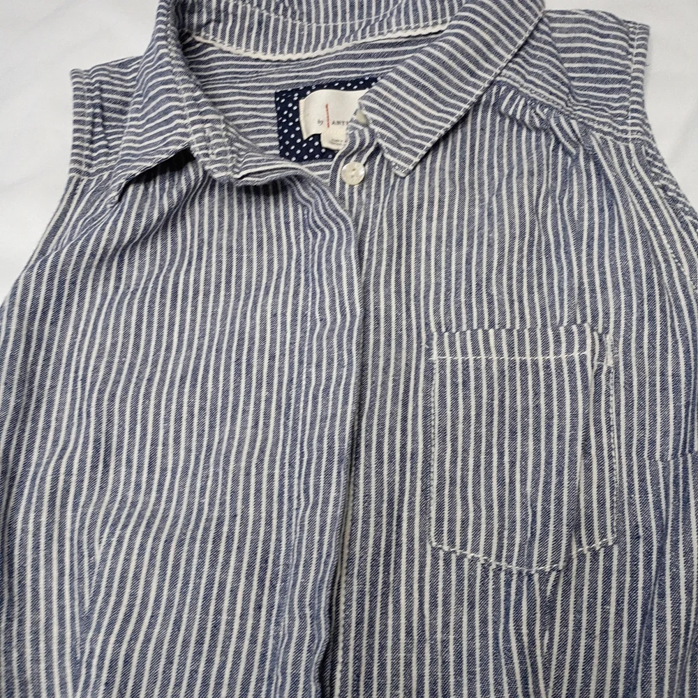 Anthropologie Blue and White Striped Jumpsuit - Picture 7 of 8